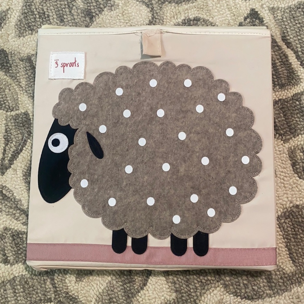 3 Sprouts Beige & Brown Sheep Storage Bin